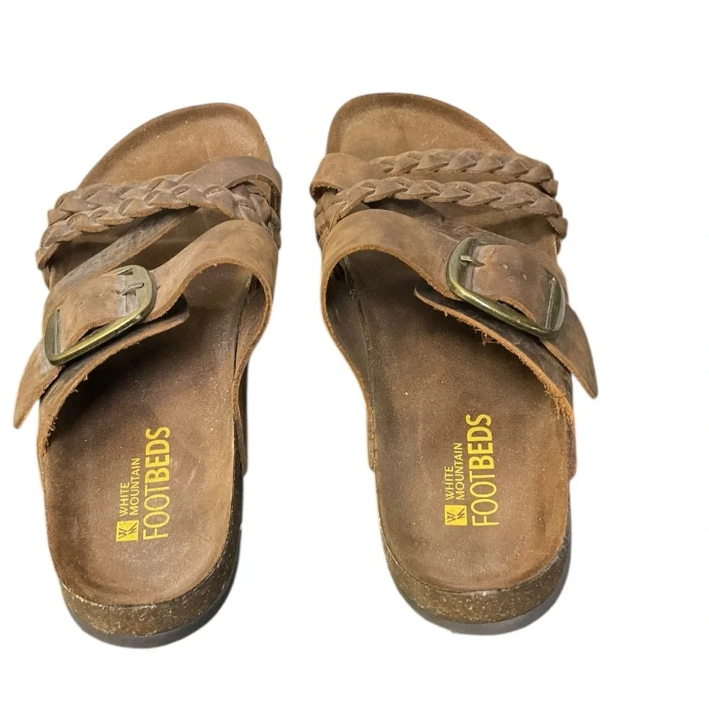 🪶 White Mountain Healing Leather Braided‎ Sandals 👡 Women’s 9M